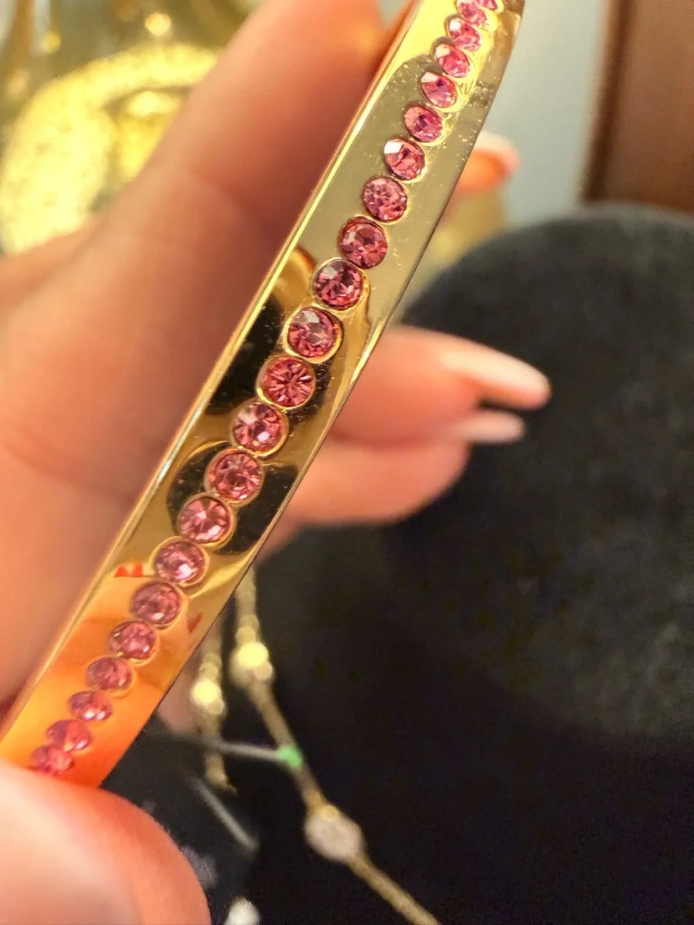 kate spade Gold Bangle with Pink Crystal Row - Picture 4 of 8